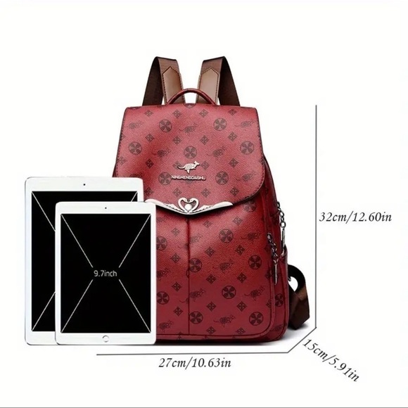 Blue - Vegan Leather Backpack - Picture 4 of 5